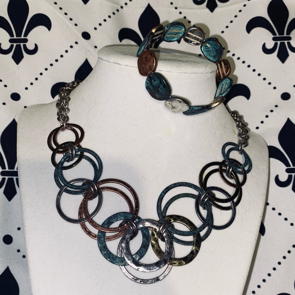 Gold, silver and turquoise set.